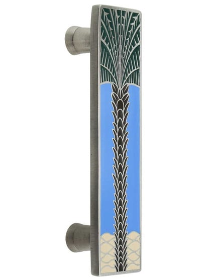 Royal Palm Enameled Vertical Pull in Ant Pewter/Periwinkle.